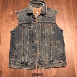 Denim Jacket Vest. Cut and Frayed Size M
